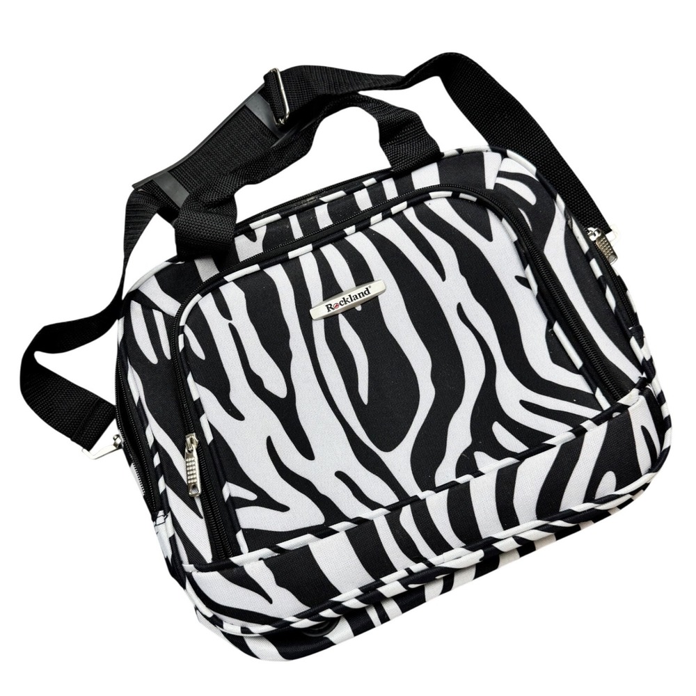 Rockland Zebra Print Carry On Bag Travel Weekender Overnight Duffle Tote